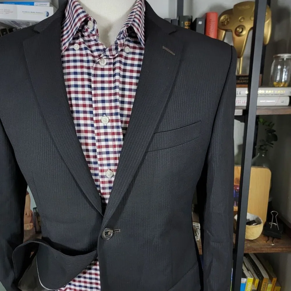 S.Cohen Performance Men's Sport Coat Blazer Two Button Brown Black‎ Wool 39R